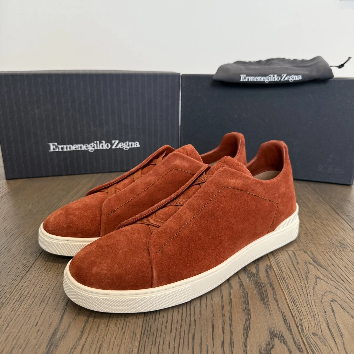 Brown Solid Ermenegildo Zegna Casual Shoes for Men for sale 