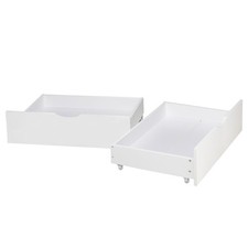 Tiroir de lit 2  tiroirs bois rangement roulettes pin massif blanc Homestyle4u