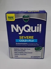 Vicks Nyquil Severe Cold & Flu Capsule - 24 Liquicaps - Exp. 03/27 Night Relief