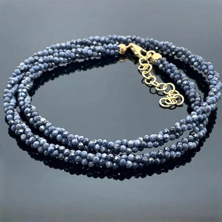 3-RHG. COLLIER 925/- SILBER VERGOLDET MIT SAPHIR SCHMUCKJAGD - Bild 1 von 4