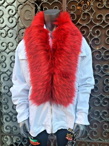 Red Denim Faux Fur Fashion Jacket | eBay