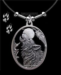 MOON SONG WOLF NECKLACE STAINLESS STEEL CHAIN WOLVES EAGLE FEATHER FREE SHIP/'