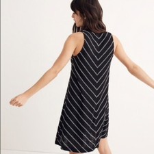 MADEWELL Women highpoint Black Stripped tank dress size M Stretch Sleeveless