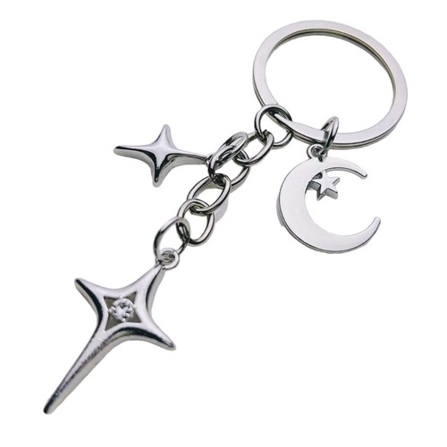 Unique Metal Keychain with Star and Moon Keyring Pendant for Trendy Accessory - 第 18/22 張圖片