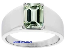 Natural Green Amethyst Gemstone with 925 Sterling silver Ring for Men's #5668