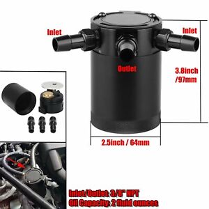 Universal Baffled 3-Port Oil Catch Can Tank Reservoir Air-Oil Separator Black US