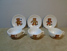 SET OF 3 VINTAGE TEDDY BEAR CHINA TEA CUP  SAUCER SET JAPAN VIN90 