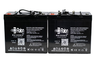 Raion 12V 55Ah Battery For Optiway Technology Centurion - 2 PK