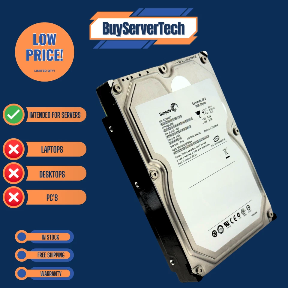 Seagate ST31000640SS 1TB 7.2K 3.5" SAS 3Gb/s HDD Barracuda ES.2 | 0 Hours | 1YR - Image 4 of 4