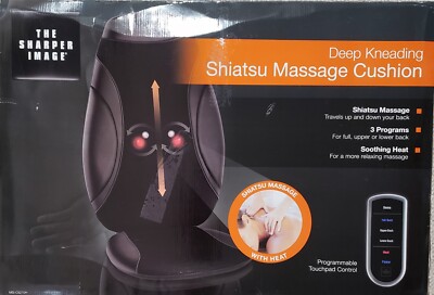 Sharper Image MSI-CS270H Portable Back Massager Cushion Shiatsu Heat W/  Remote
