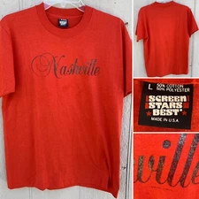 Vintage Nashville T Shirt Made In USA Single Stitch Screen Stars Best Size L