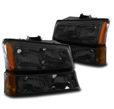 For 03-06 Chevy Silverado Avalanche Headlights+Bumper Signal Lamps Smoke/Amber