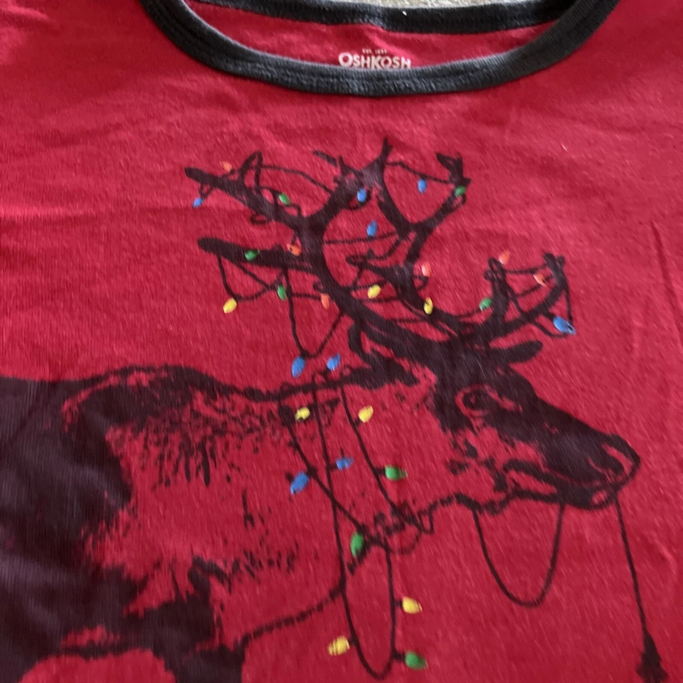 Osh Kosh Boys Red Reindeer Christmas Lights Snug Long Sleeve Pajamas 12 - Image 3 of 4