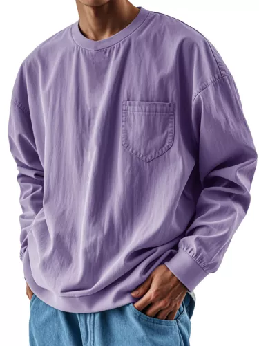 Herren Langarmshirt Klassisch Freizeit Locker Rundhals Pullover T-Shirt - - Bild 16 von 31