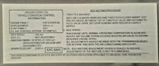 Jaguar 1985 Underhood Emission Sticker. Genuine Jaguar  XJS  NEW EAC6845