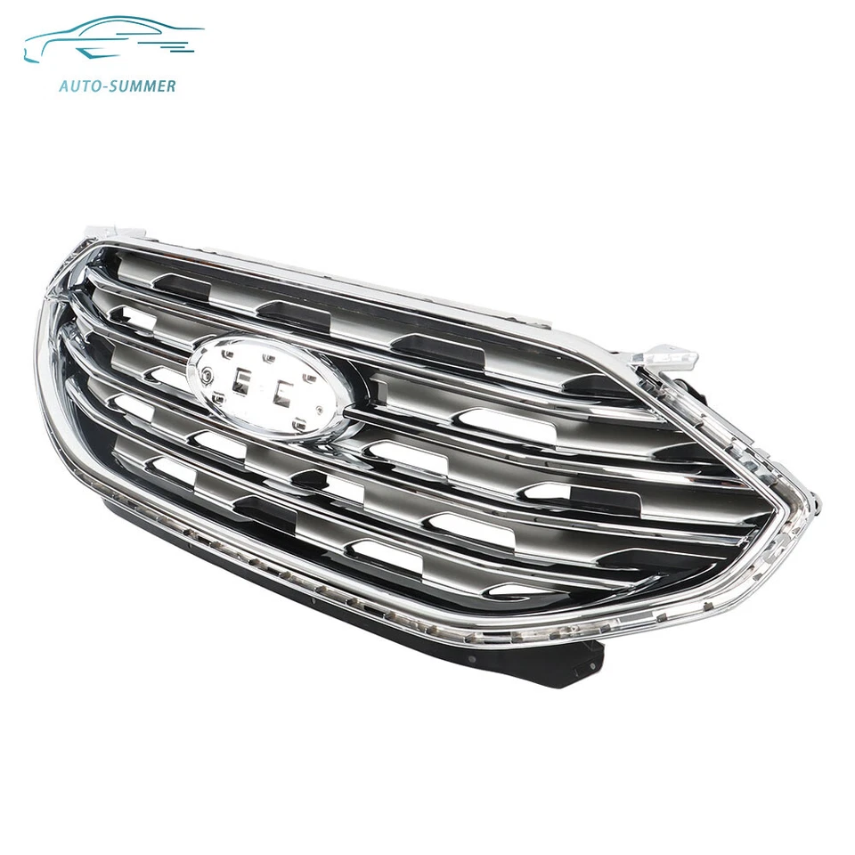 For 2019 2020 2021 2022 Ford Edge Front Upper Bumper Grille Chrome Silver Grill Foto 3 de 4