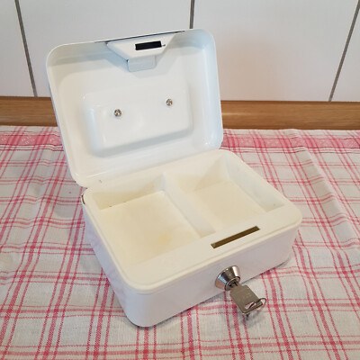  Wesco Geldkassette weiß Vintage 16 x 12 x 7  