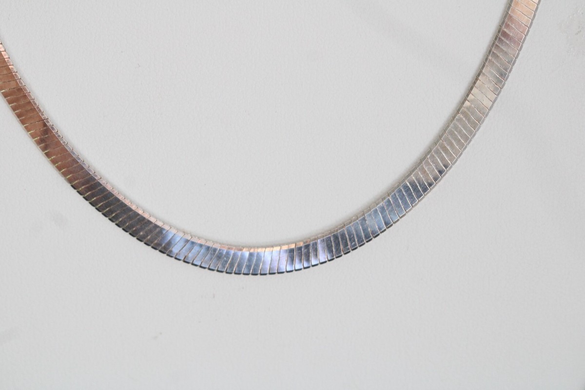 Vintage Milor Italy 925 Sterling Silver Flat Link Necklace 18