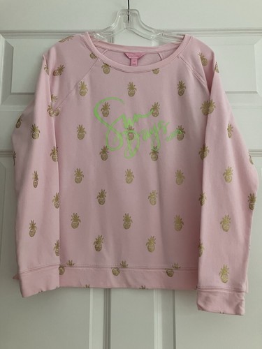 Lilly Pulitzer Sun Days Pink Gold Pineapple Print Brayden Sweatshirt Top! M
