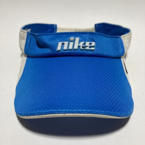Vintage Nike Visier Y2K Damen Tennis Golf Workout Visier blau weiß silber Etikett - Bild 1 von 9
