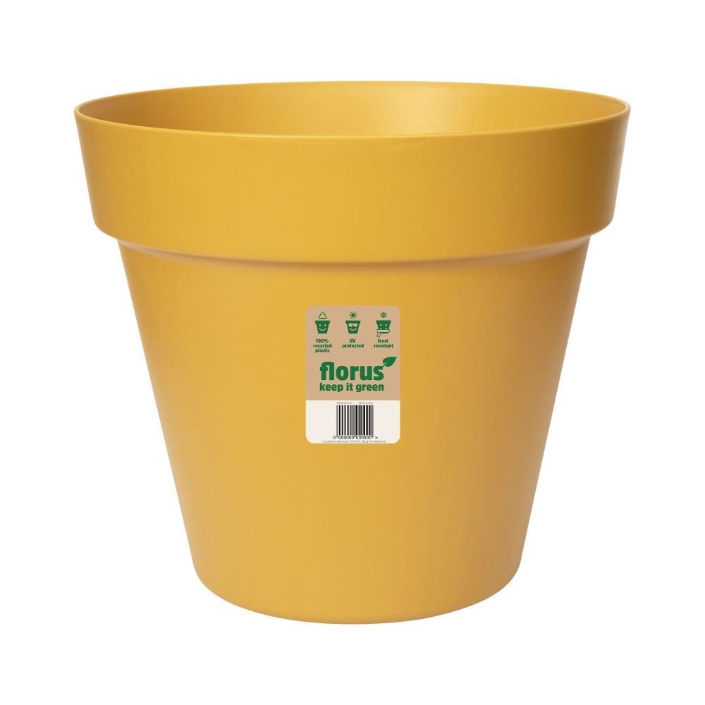 Elho Paris Plant Pot 30cm Weather-Resistant Plastic Mustard Indoor Outdoor