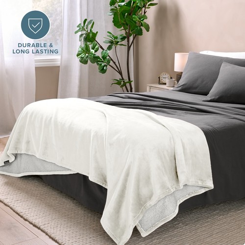 Plush Sherpa Bed Blanket, Fluffy & Soft by Bare Home - Picture 34 of 138