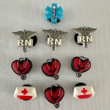 2006 Jibbitz Nurse Medical Shoe Croc Charms 10 pc Set RN Hat Heart Stethoscope