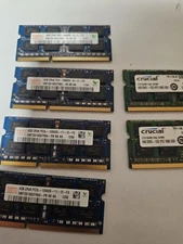 (LOT OF 6) MIXED BRANDS 4GB 2RX8 PC3-12800S LAPTOP RAM MEMORY TESTED!!CH126
