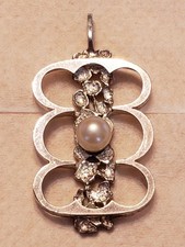 1 toller Silber Anhänger mit weißer Perle 40x21 Echt 835 Silber  /R26/ (8) 