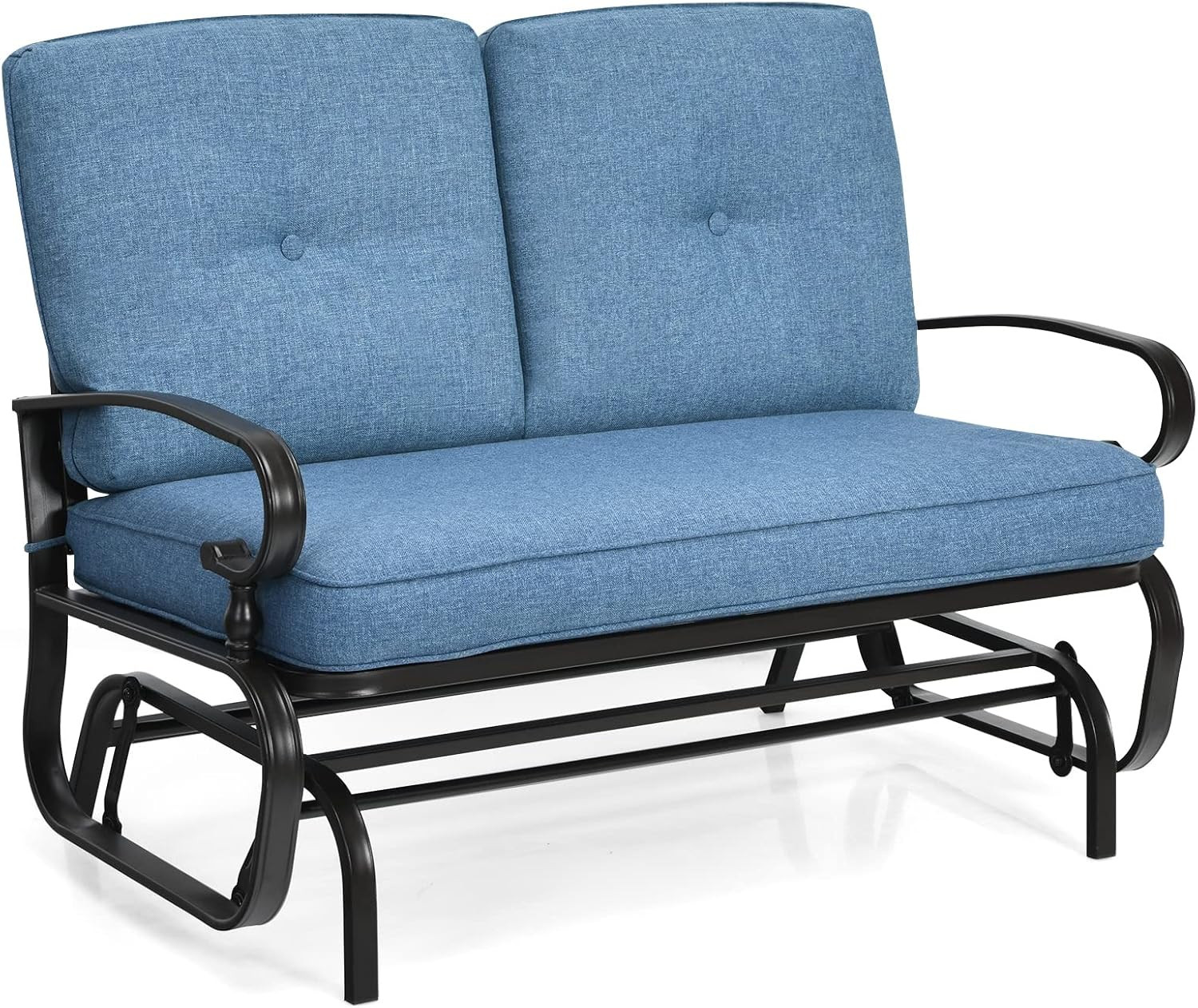Giantex Outdoor Glider Bench, Patio Loveseat with Cushions, 440 Lbs Capacity, 2-