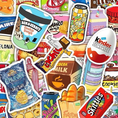 #ad #ad 25Pcs Random Large Cute Cartoon Snake Food Drink Waterproof Decals Stickers $2.50