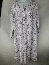 NEW Eileen West Womens 100 Pima Cotton Size XL Floral Nightgown White Purple