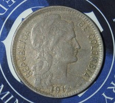 1912 Colombia 5 Pesos Papel Moneda{{{D454