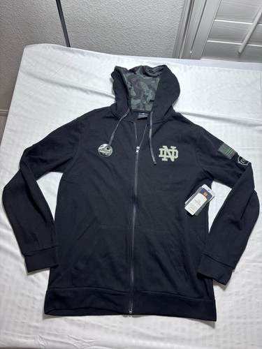 Notre Dame Erwachsene Kolosseum Militär OHT Reißverschluss Hoodie Größe L schwarz/tarnfarben Waffelmuster neu mit Etikett