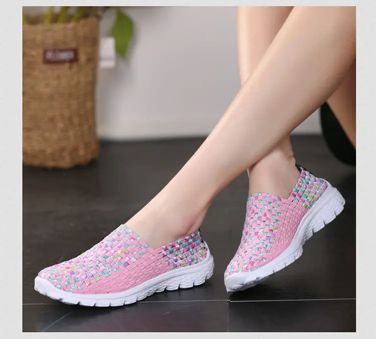  Casual Weave Loafers Shoes for Women Comfort Flats Non Slip Colorful 