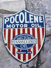 VINTAGE POCOLENE MOTOR OIL PORCELAIN SIGN PENNSYLVANIA.