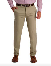 Haggar Mens Straight Fit Premium No Iron Khaki Pants 34 X 34 NEW 70 HC10889