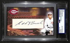 Edd Roush HOF Autographed/Signed Cut 3x5 Custom Card PSA/DNA Reds