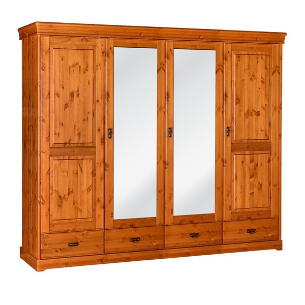 Kleiderschrank Landhaus Stil MöBel Schrank Holz Schlafzimmer SchräNke Braun Neu-image
