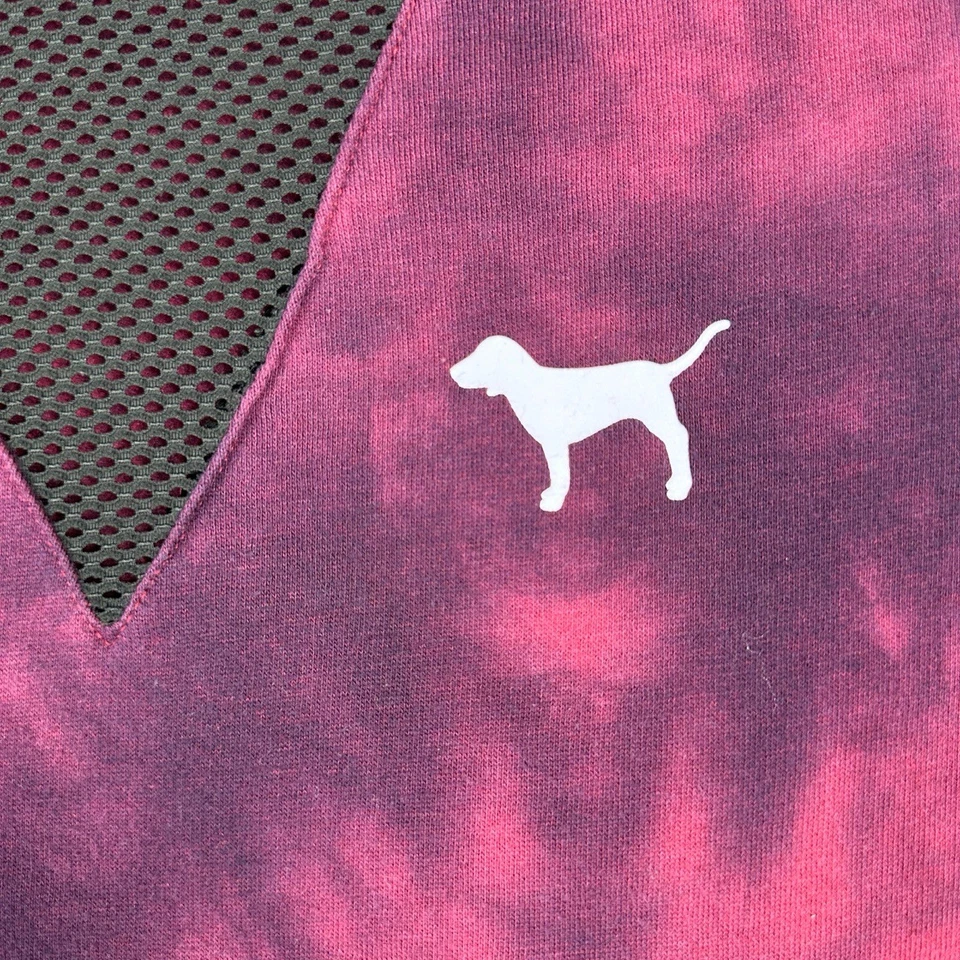 粉色 Victorias 秘密运动衫女式 S 领带染料圆领网眼套衫休闲 — 第 2/4 张图片