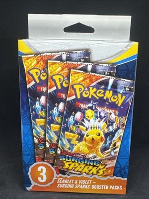 pokemon tcg: 3 booster packs Scarlet & Violet - Surging Sparks New Factory Seal rare cards Pokemon Scarlet & Violet Surging