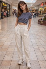 Gap Vintage 90  s 2 Button High Waist Khaki Pants Sz 7/8 Mom Pleated 26x30 EUC