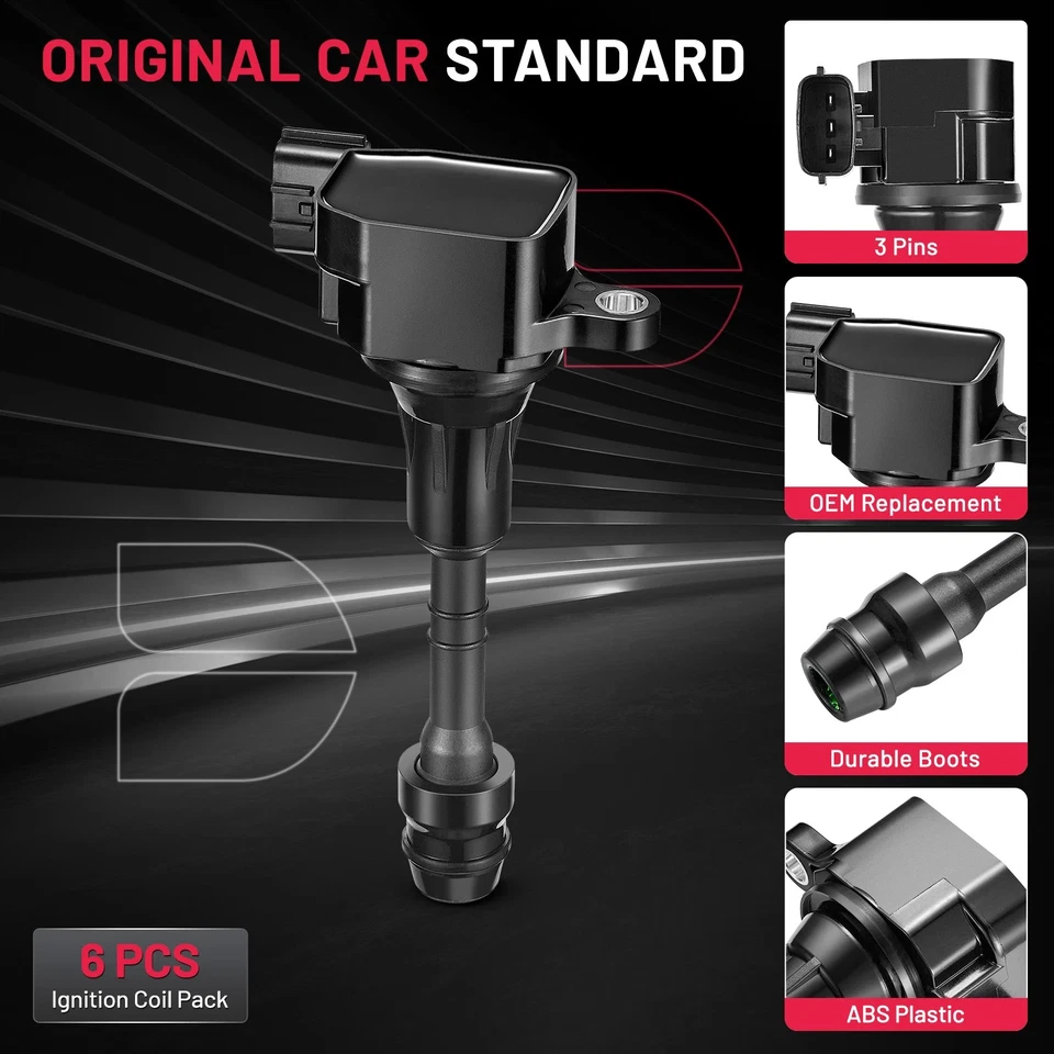 New 6Pcs Ignition Coils For Infiniti FX35 G35 M35 Nissan 350Z UF401 22448-AL61C Foto 4 de 4