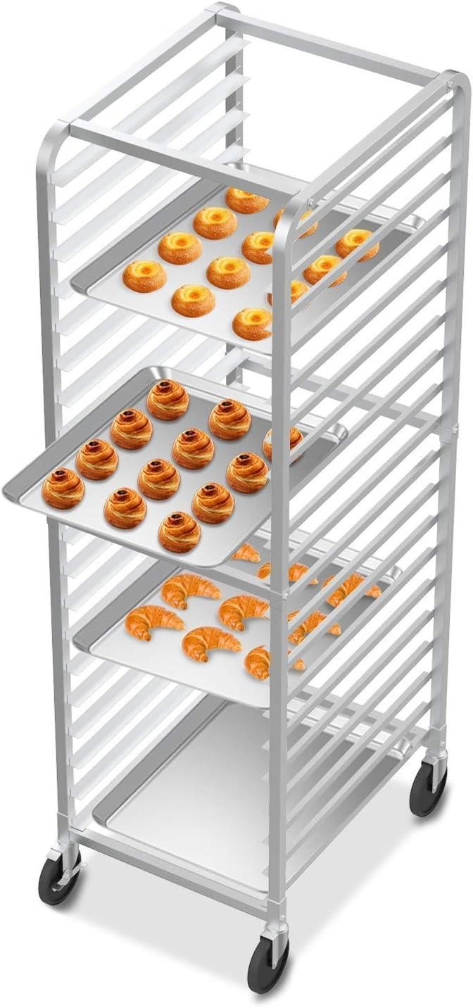 Heavy Duty 20-Tier Bakery Rack Bun Pan Rack Sheet Pan Rack with Brake Wheels