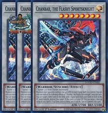 Yugioh! 3x Chanbar, the Flashy Sportsknight DOOD-EN083 Super Rare 1st Ed NM
