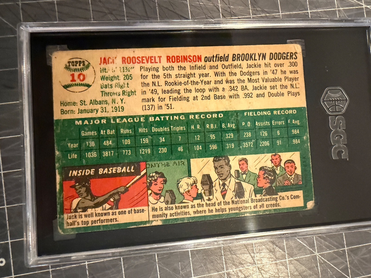 1954 TOPPS #10 JACKIE ROBINSON BROOKLYN DODGERS BASEBALL CARD SGC