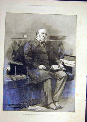 Original alter antiker Druck 1891 Smith Portrait House Commons 19.