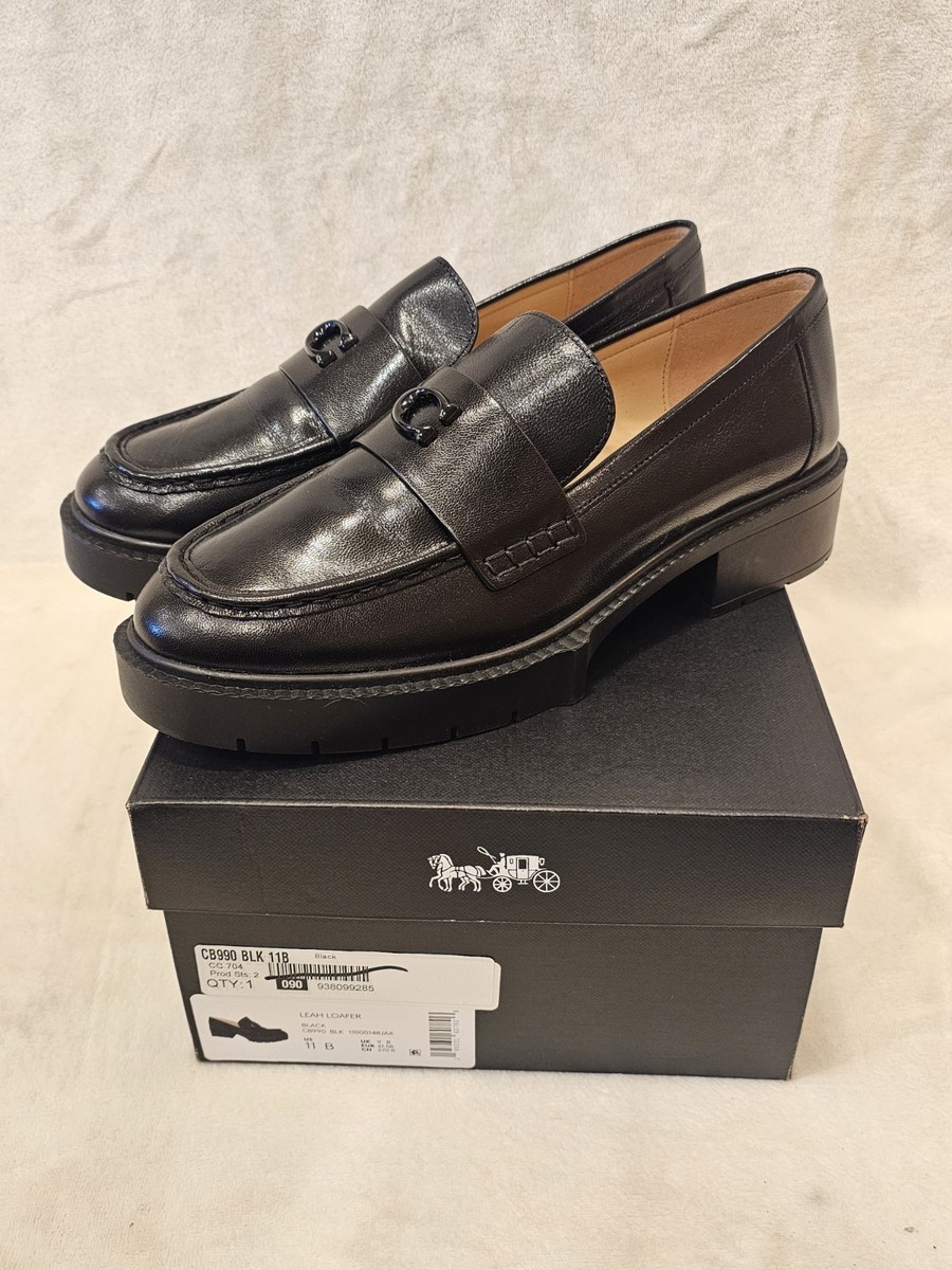 Coach Leah Platform Lug-Sole Loafers Black Shiny Sz 11B  display picture 3