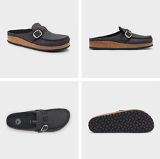 Women's Birkenstock Buckley Oiled Leather Clogs Color Black, Size 39, Width M 