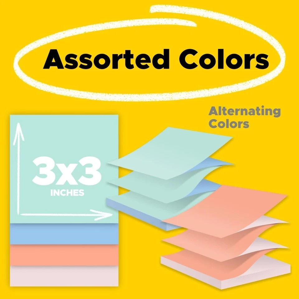 Recyclable Sticky Notes, 3x3 in, Assorted Colors, 12 Pads - Image 4 of 4